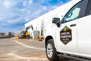 Carolina Foundation Solutions work truck on site at a commercial project